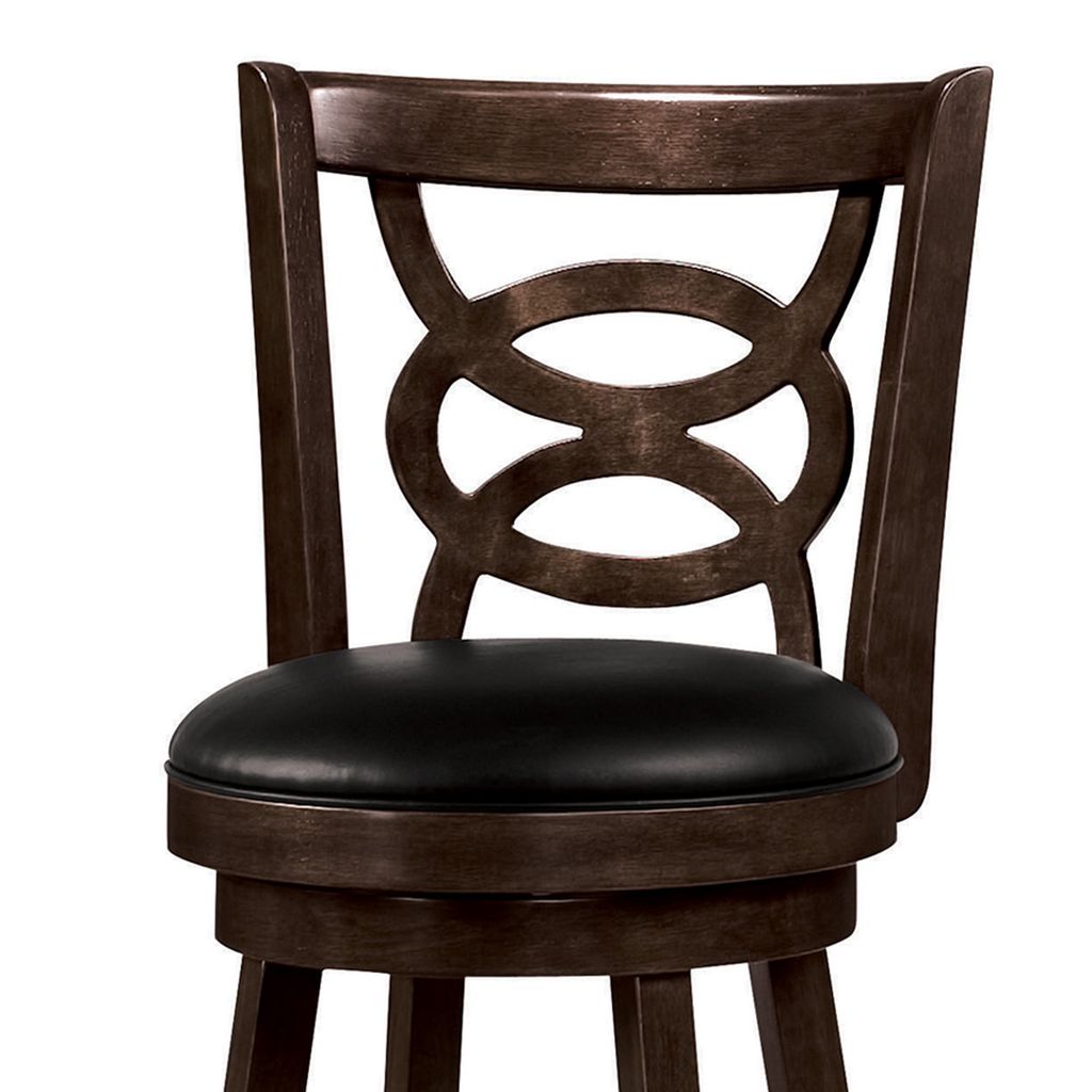 29" Swivel Bar Stool with Upholstered Seat, Black And Brown ,Set of 2 - View 3