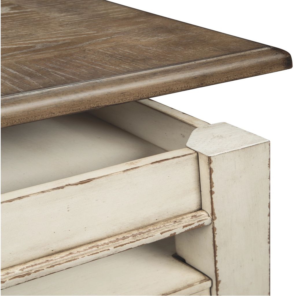 18 Inch Lift Top Two Tone Wooden Cocktail Table, White and Brown - View 4