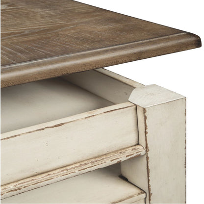 18 Inch Lift Top Two Tone Wooden Cocktail Table, White and Brown - View 4