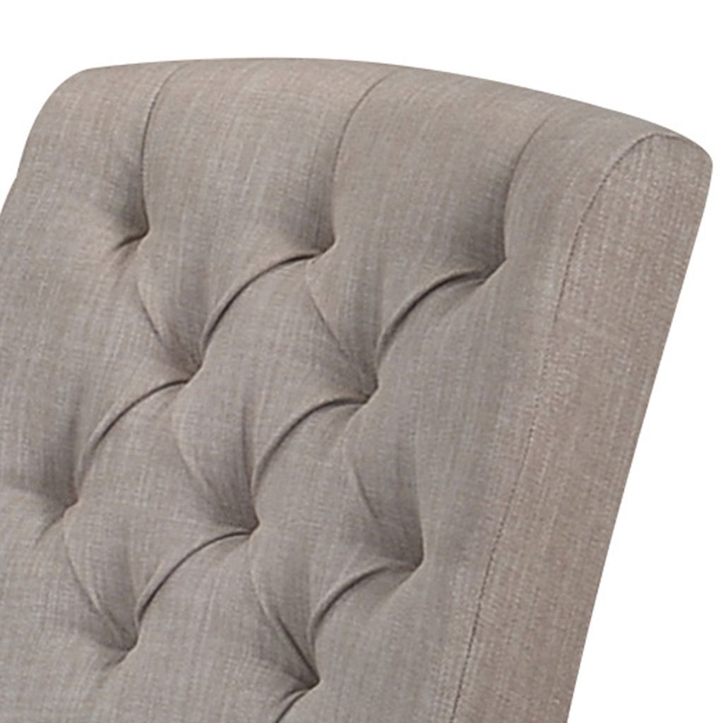 Wooden Side chair with Tufted Back, Set of 2, Brown and Gray - View 3