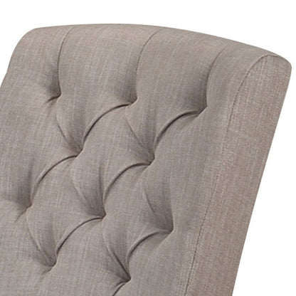 Wooden Side chair with Tufted Back, Set of 2, Brown and Gray - View 3