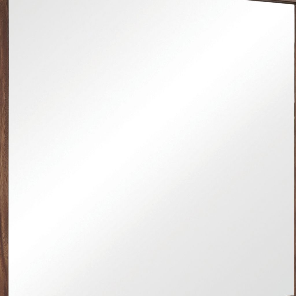 44 Inch Rectangular Wood Frame Mirror, Brown - View 3