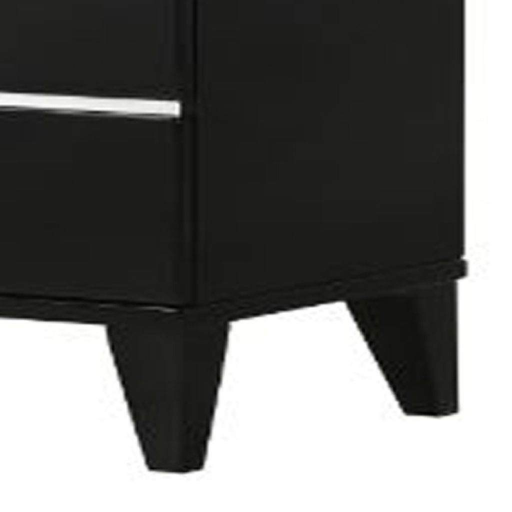 Nightstand with 2 Drawers and Metal Trim, Black - View 5