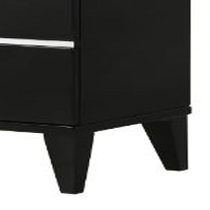 Nightstand with 2 Drawers and Metal Trim, Black - View 5