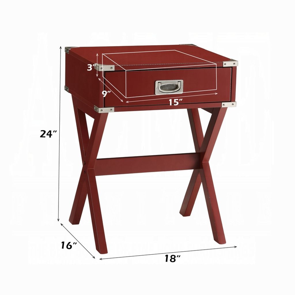 Babs End Table, Red - View 6