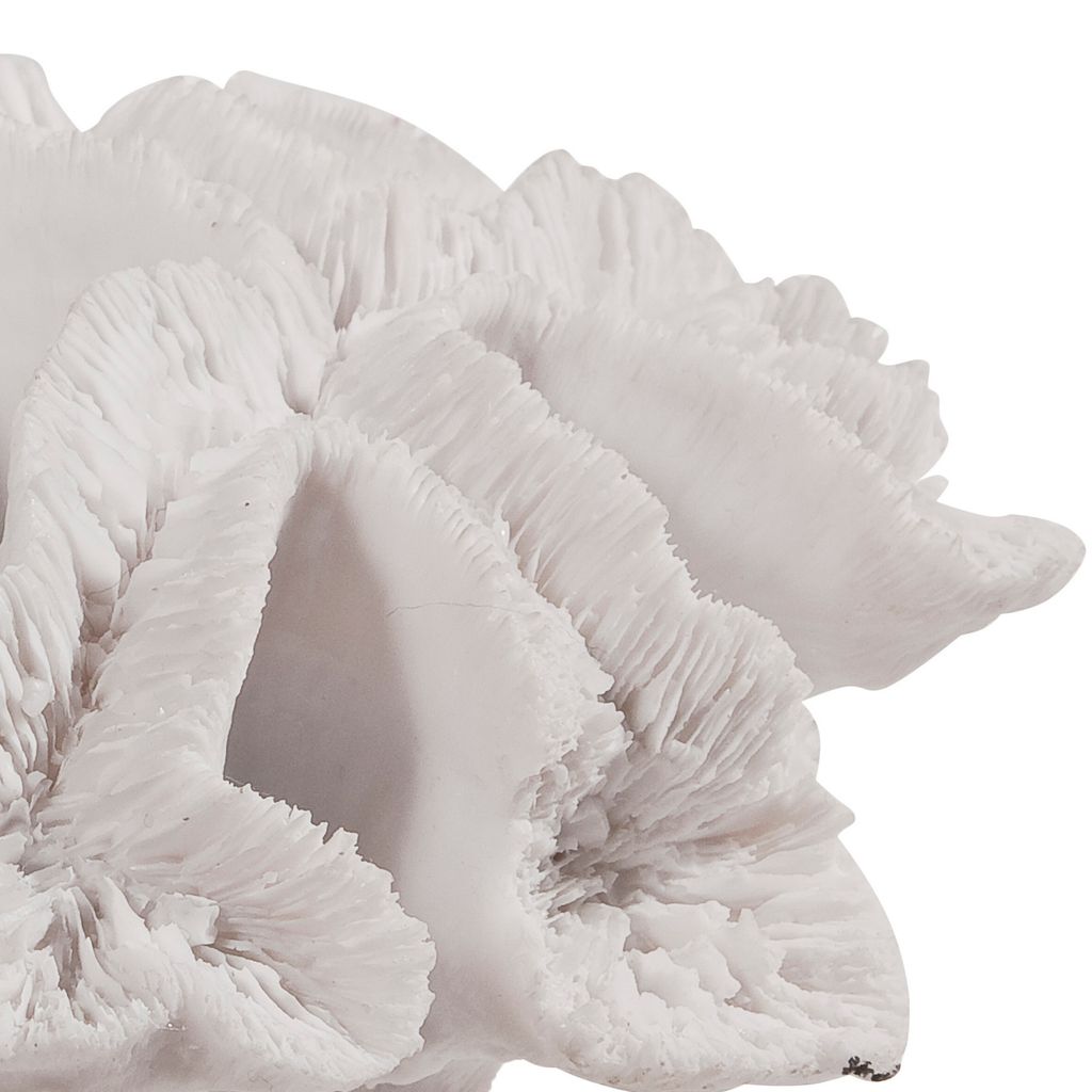 Lily 9 Inch Faux Coral Table Figurine, Polyresin Textured Sculpture, White - View 3