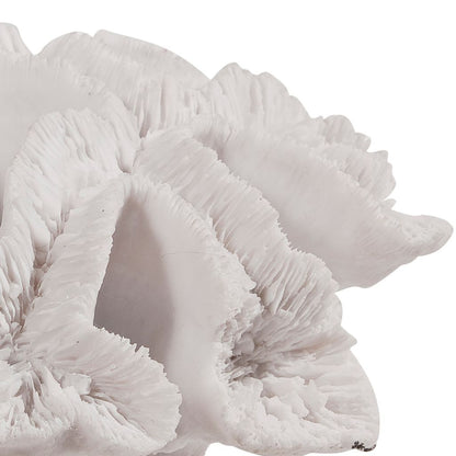 Lily 9 Inch Faux Coral Table Figurine, Polyresin Textured Sculpture, White - View 3