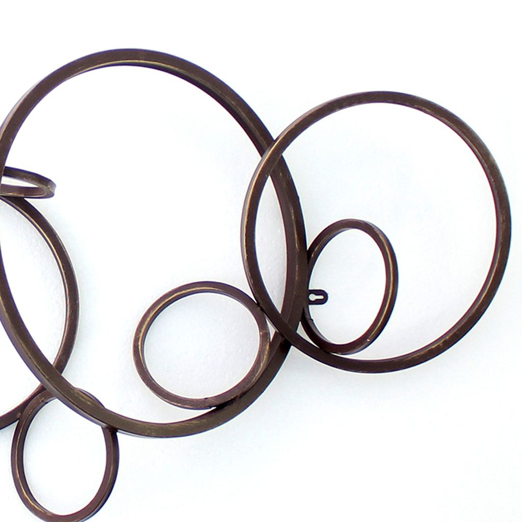 Industrial Style Metal Wall Decor with Multiple Circles, Bronze - View 4