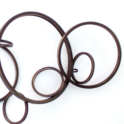 Industrial Style Metal Wall Decor with Multiple Circles, Bronze - View 4