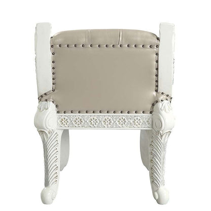 Vanity Stool with Nailhead Trim and Queen Anne Legs, White - View 5