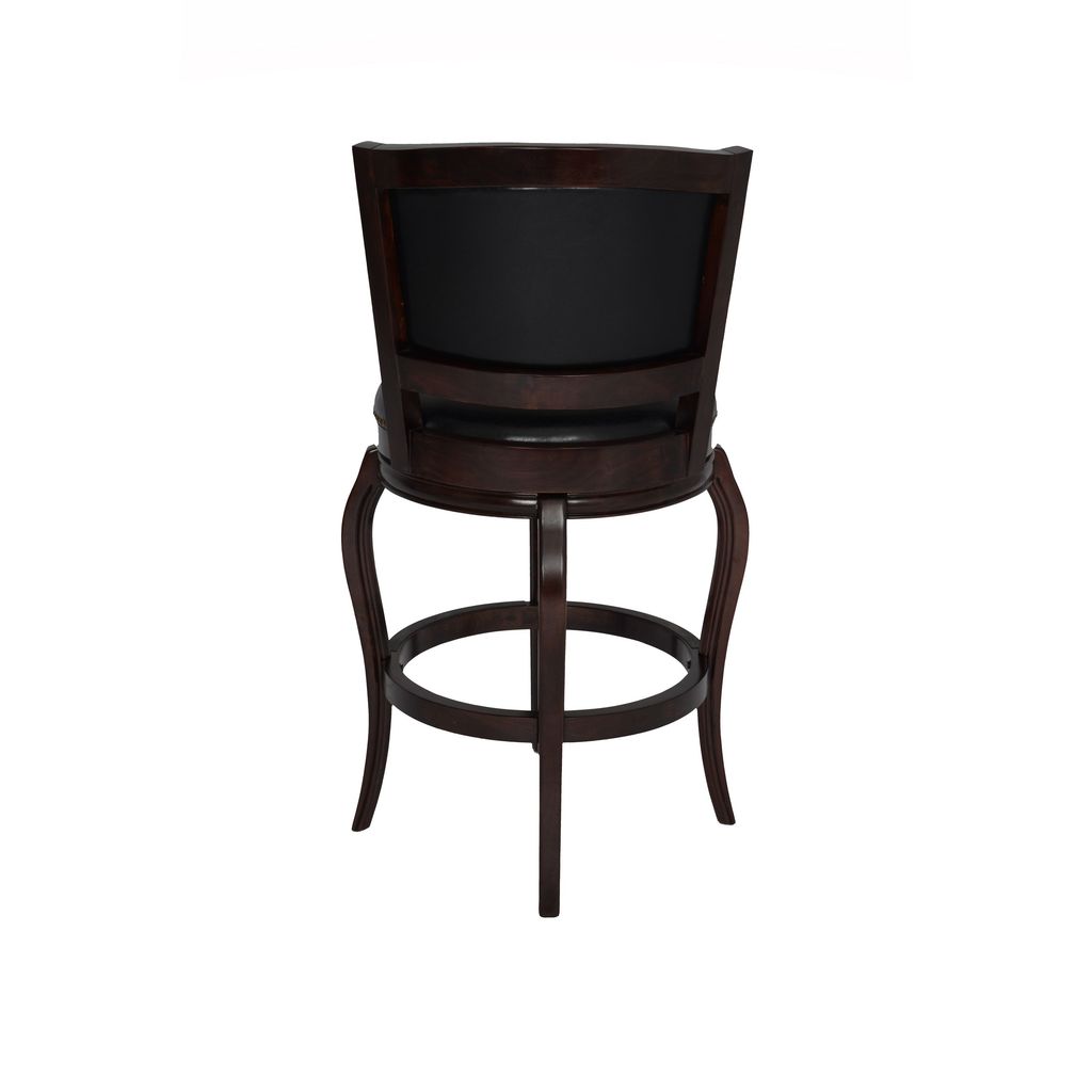 Hugo 29 Inch 360-Degree Swivel Barstool, Wood, Open Rolled Arms, Black - View 3
