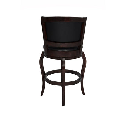 Hugo 29 Inch 360-Degree Swivel Barstool, Wood, Open Rolled Arms, Black - View 3