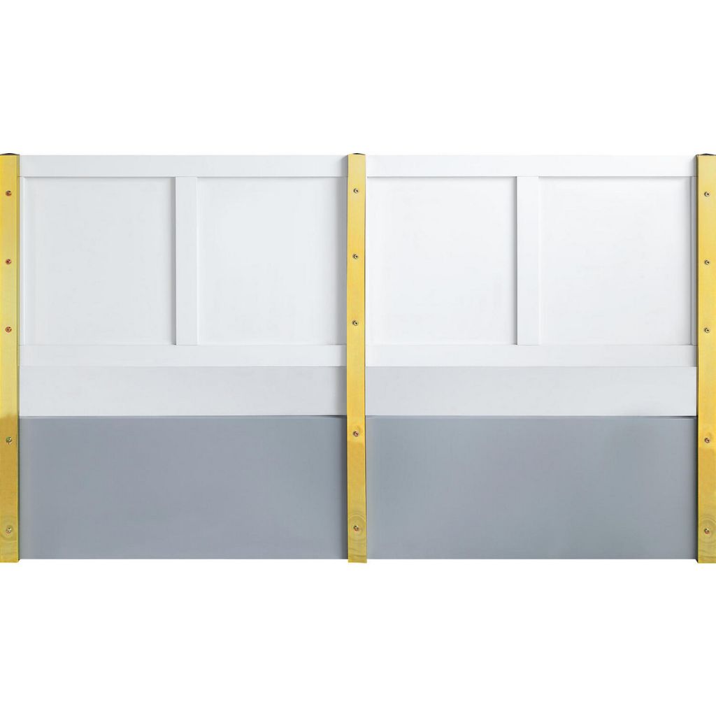 Tyra Modern King Bed, Panel Headboard, Luxury Textured Chevron, Gray, Gold - View 5
