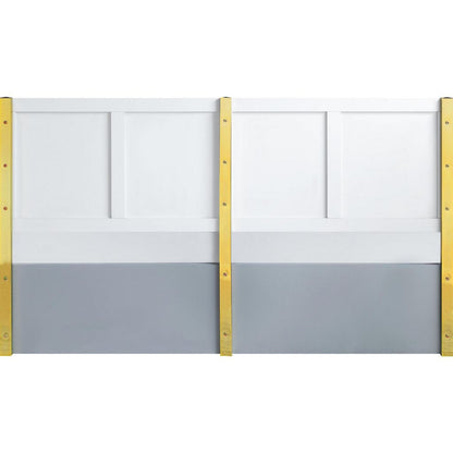 Tyra Modern King Bed, Panel Headboard, Luxury Textured Chevron, Gray, Gold - View 5