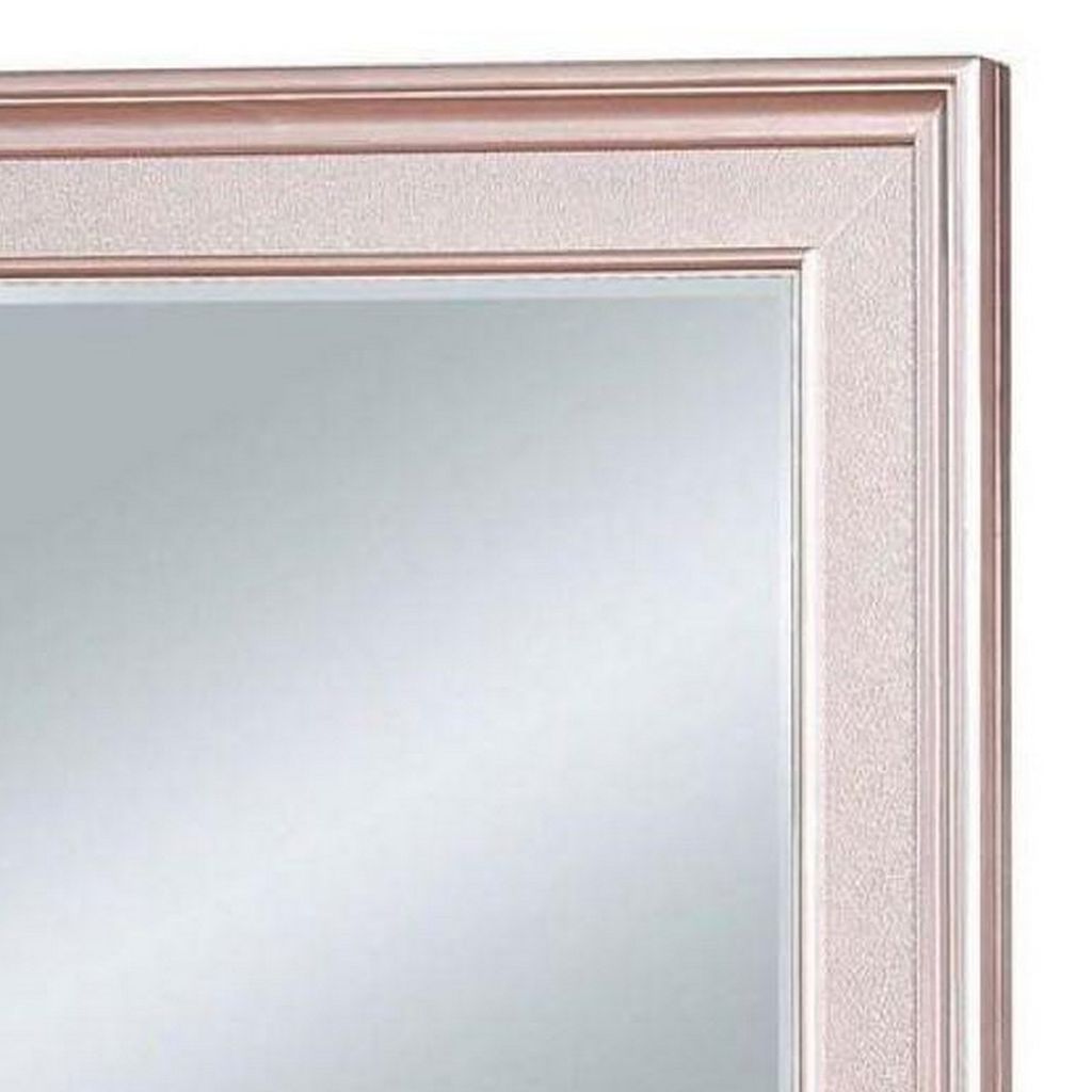 64 Inch Contemporary Style Wooden Frame Mirror, Rose Pink - View 3