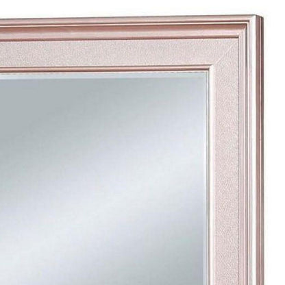 64 Inch Contemporary Style Wooden Frame Mirror, Rose Pink - View 3