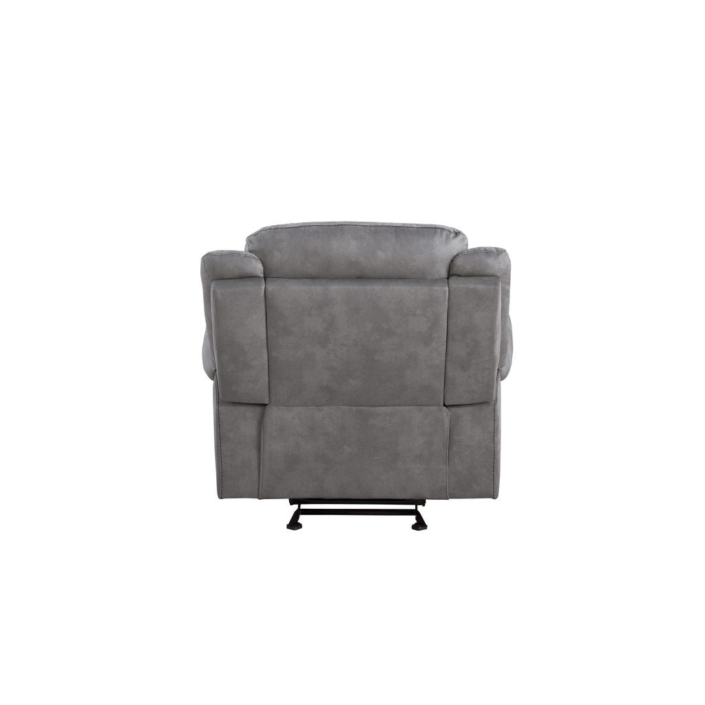 Fabric Upholstered Metal Reclining Club Chair with Center Console, Gray - View 4