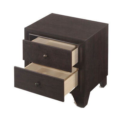 Wooden Night Stand with Two Drawer , Espresso Brown - View 4
