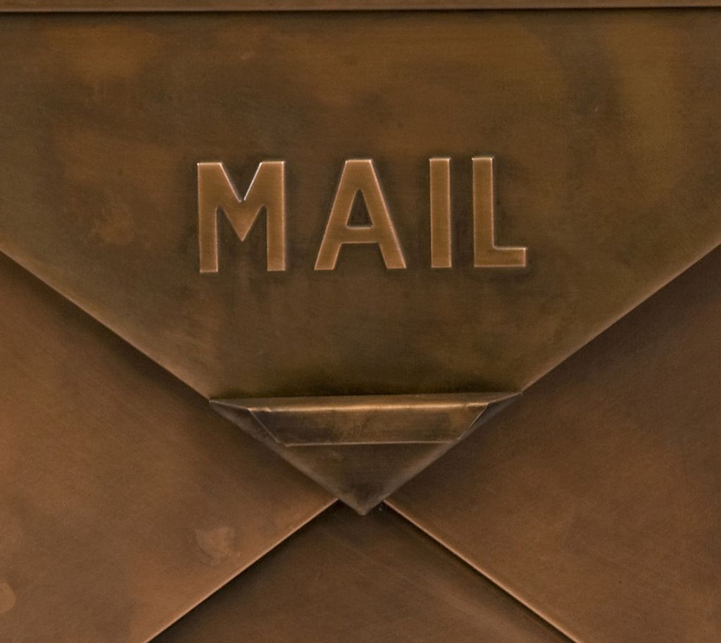 Envelope Shaped Wall Mount Metal Mail Box, Copper - View 6