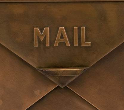 Envelope Shaped Wall Mount Metal Mail Box, Copper - View 6