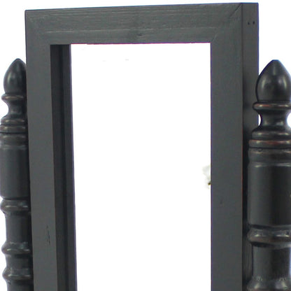 Traditional Wooden Table Mirror with 1 Drawer, Black and Silver, Set of 2  - View 3