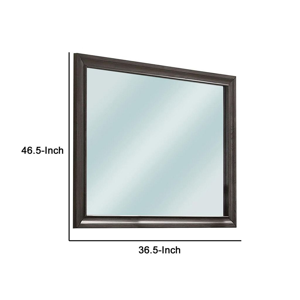 Mirror with Wooden Frame and Molded Detail, Dark Gray - View 6