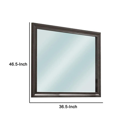 Mirror with Wooden Frame and Molded Detail, Dark Gray - View 6