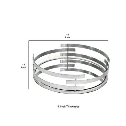 Round Metal Tray Set of 2 with Mirror Panel Inserts, Silver - View 5