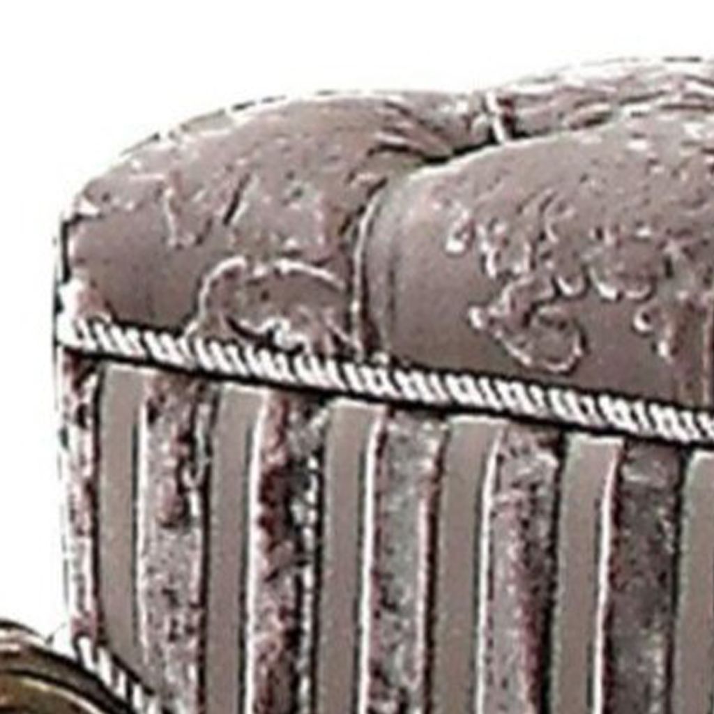 Traditional Style Wood and Poly Resin Vanity Stool, Gray - View 3