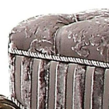 Traditional Style Wood and Poly Resin Vanity Stool, Gray - View 3