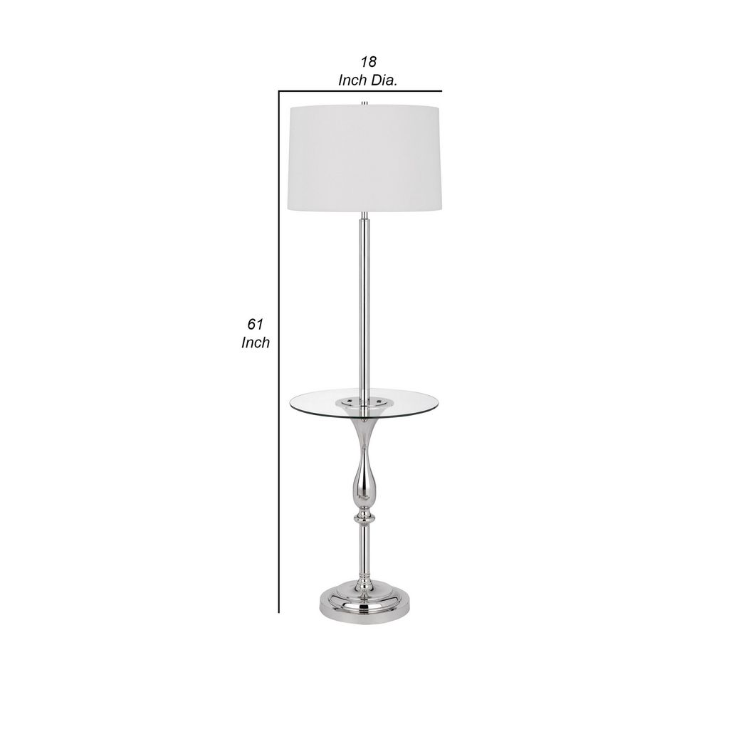Ava 61 Inch Modern Floor Lamp, Glass Tray Table, 1 USB Port, Glossy, Chrome - View 6