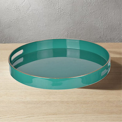 Mimosa Round Tray With Cutout Handles, Green - View 7