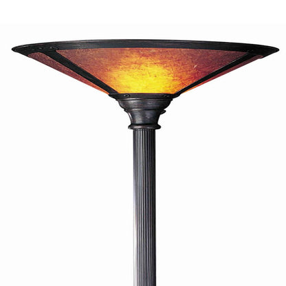 3 Way Metal Body Torchiere Lamp with Conical Mica Shade, Bronze - View 3