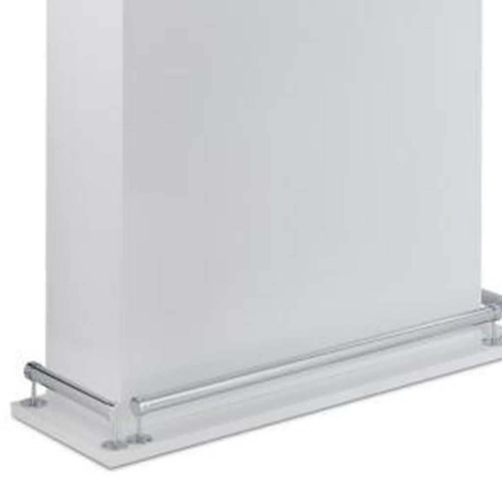 Rectangular Wooden Bar Table with Storage, White and Chrome - View 4