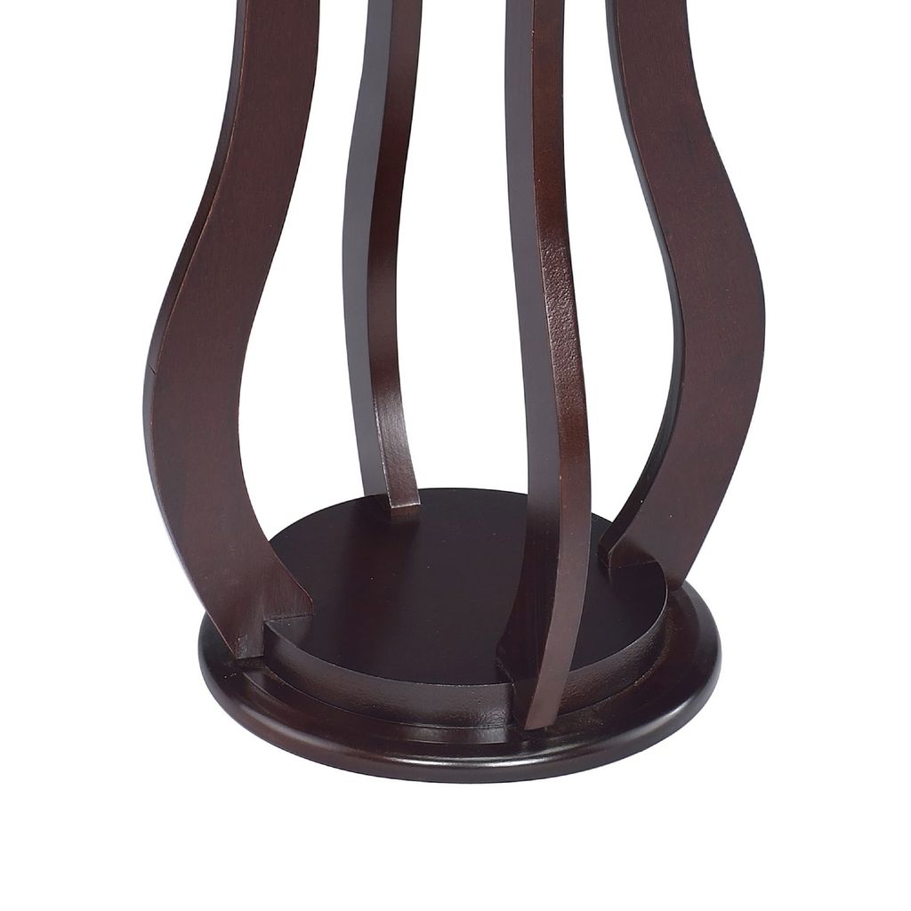 Contemporary Plant Stand With Bottom Storage Shelf, Brown - View 4