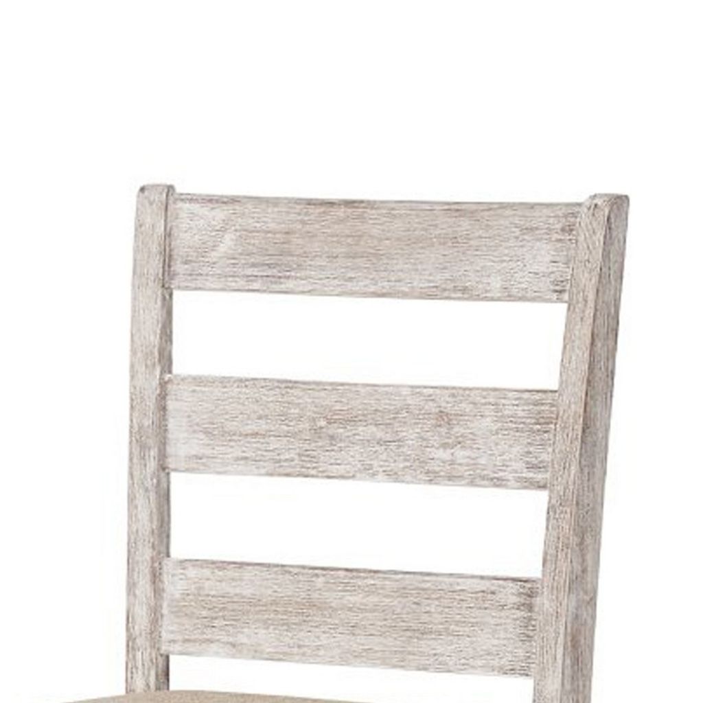 Myra Barstool Chair Set of 2 | Padded Seats and Ladderbacks | Dual Tone Weathered White Brown - View 2