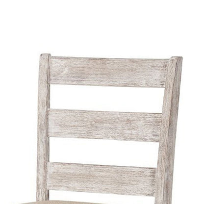 Myra Barstool Chair Set of 2 | Padded Seats and Ladderbacks | Dual Tone Weathered White Brown - View 2