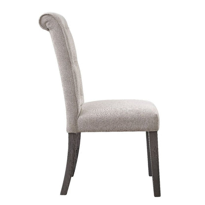 Side Chair with Button Tufted Backrest, Set of 2, Beige - View 4