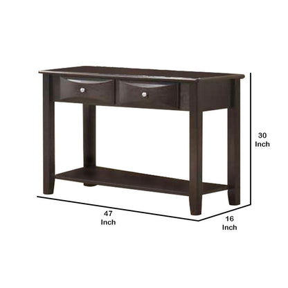 Wooden Console Table with 2 Spacious Drawers, Brown - View 6
