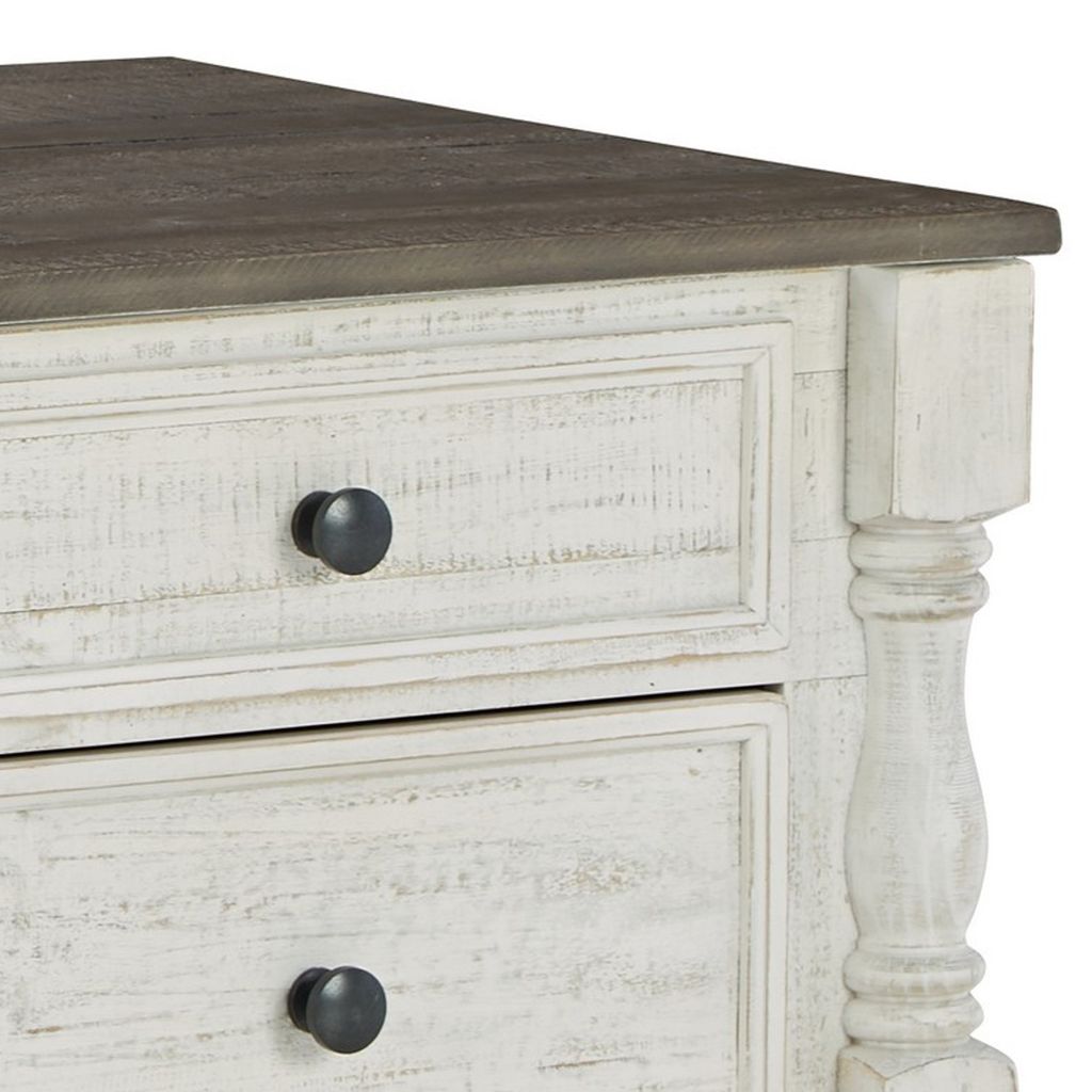 46 Inch Rectangular Lift Top Coffee Table, Faux Drawer Front, White, Brown - View 2
