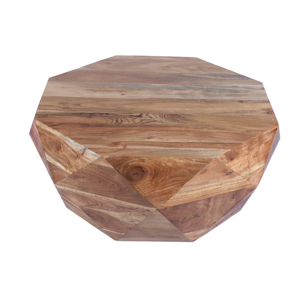 Bon 33 Inch Diamond Shape Acacia Wood Coffee Table With Smooth Top, Natural Brown - View 3