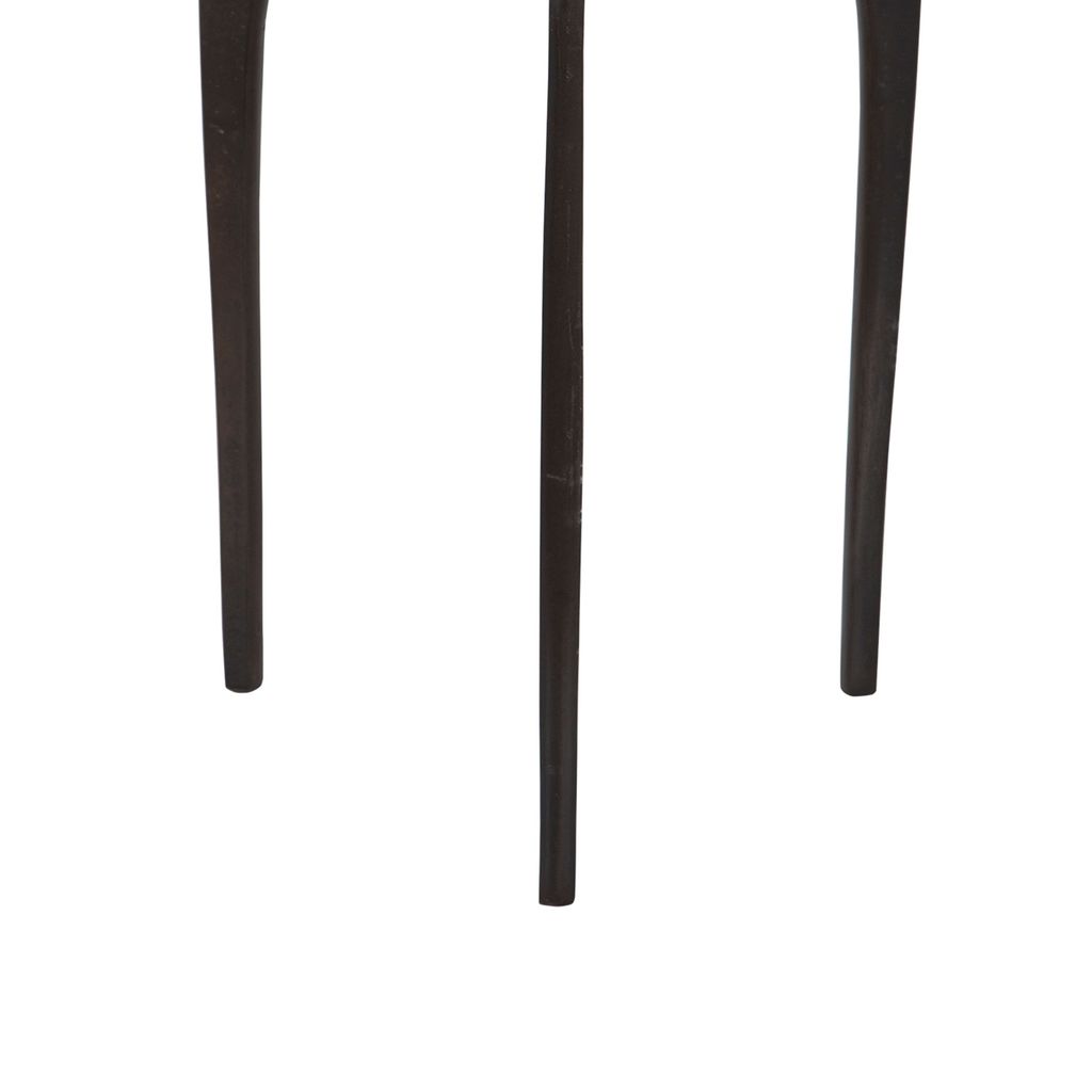 22 Inch Metal Round Accent Table, Three Curved Legs, Antique Brown - View 4