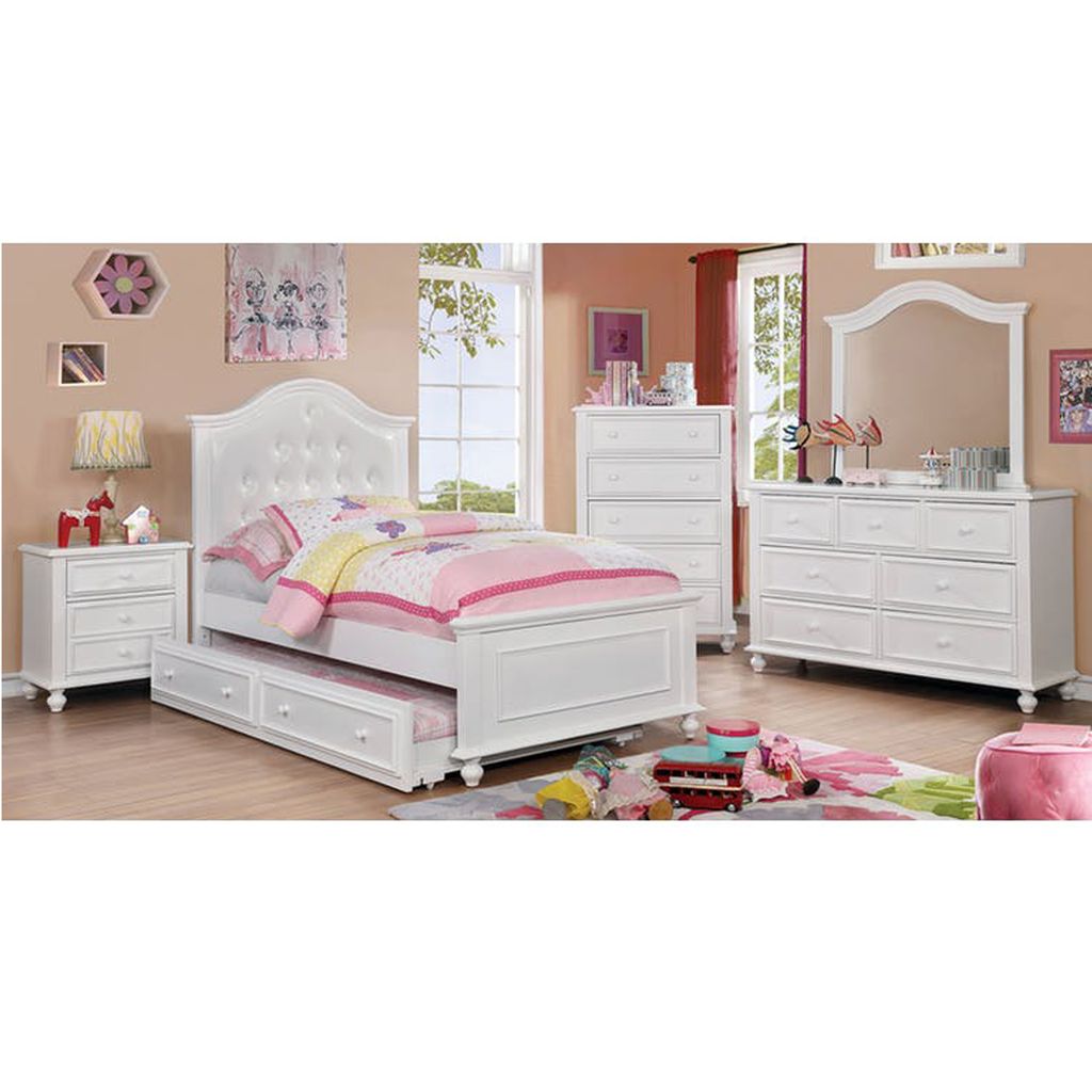 28 Inch Bedside Nightstand, 2 Drawers with Classic Round Knobs, Handcrafted White Mango Wood - View 4