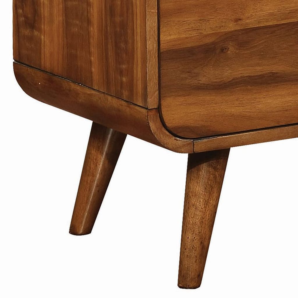 Wooden Nightstand with 2 Drawers, Dark Walnut Brown - View 3