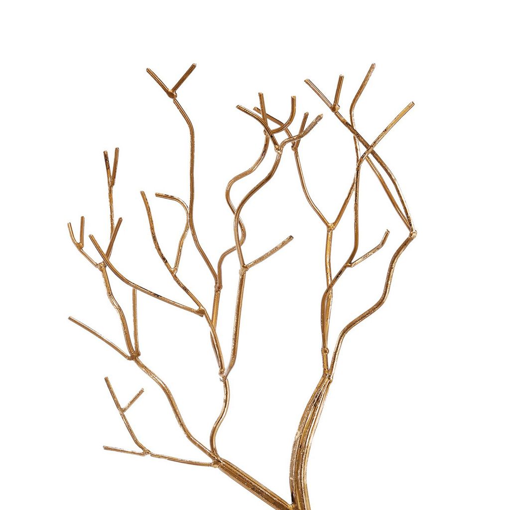 Leafless Branched Iron Tree Accent with Rectangular Base, Gold - View 4