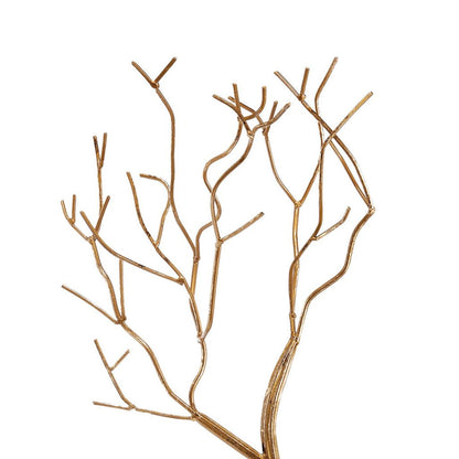 Leafless Branched Iron Tree Accent with Rectangular Base, Gold - View 4
