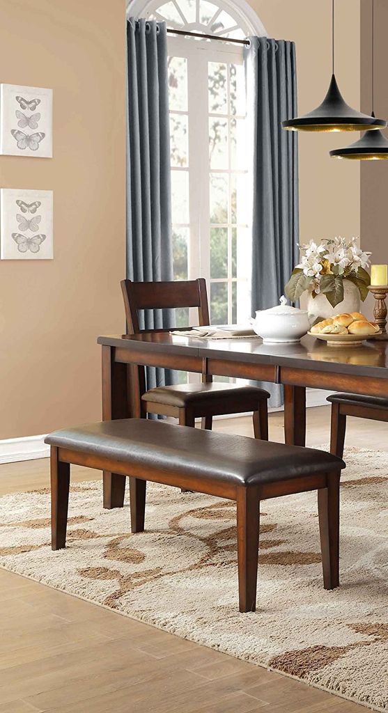 Mango Veneer Bench With Covered Seat, Brown - View 3