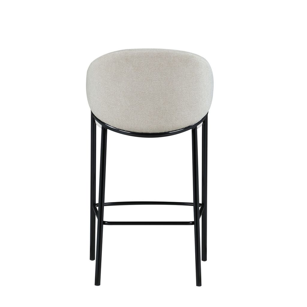 Fil 30 Inch Sloped Arm Barstools, Set of 2, Padded Curved Back, Beige Linen - View 4