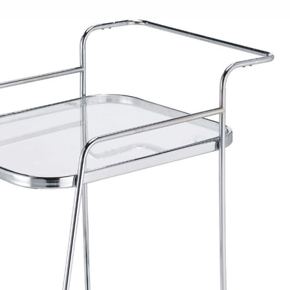 Clear Glass 2-Tier Serving Cart With Chrome Finish - View 4