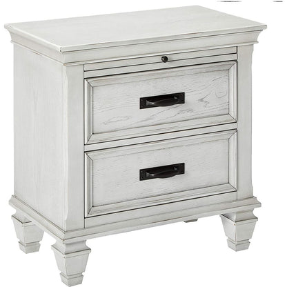 Wooden Nightstand with 2 Drawers & 1 Pull Out Tray, White - View 7